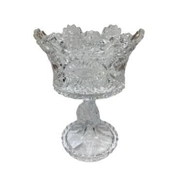 Imagem de Centro de Mesa Fruteira de Cristal com Pé Decorativo Luxo Transparente 25cm para Festa e Jantar