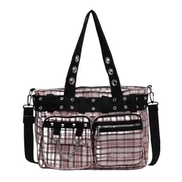 Imagem de Bolsa carteiro punk gótica, bolsa de ombro gótica emo, rosa, 14.9 X 5.5 X 10.2 inch