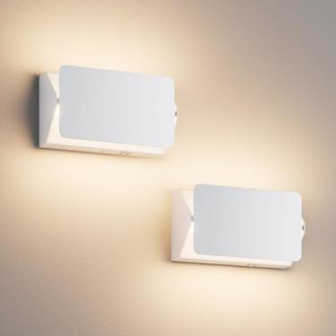 Imagem de Aoceley Pacote com 2 arandelas de parede modernas de LED para ambientes internos, luz de parede com fio de alumínio regulável de 18W 5CCT com abajur giratório, lâmpada de parede quadrada moderna para