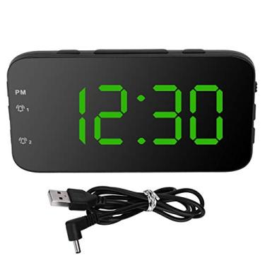Imagem de Despertador Com Soneca Relógio de Mesa Portátil para Viagens Em Casa No Quarto - Grande Display LED, ótima Decoração, Configuração de Alarme Duplo, Adequado para Crianças (Verde)