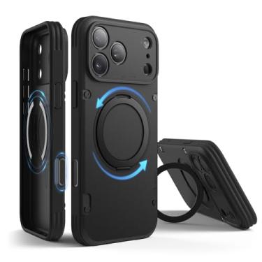 Imagem de elago Suporte de anel magnético armadura compatível com capa para iPhone 17 Pro Max, suporte de anel giratório 360, compatível com MagSafe, proteção contra quedas, design robusto e resistente, capa à