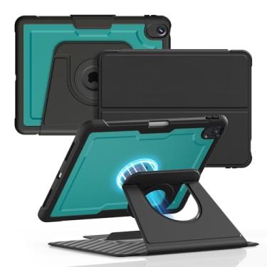 Imagem de DJ&RPPQ Capa para iPad Air de 11 polegadas M3/M2 (2025/2024), iPad Air 5ª/4ª geração (2022/2020), capa traseira removível magnética rotativa 360, com suporte para despertar/hibernar automático e lápis