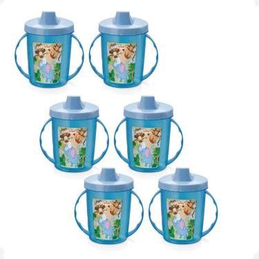 Imagem de Kit 6 Copo Infantil Alças E Bico 320Ml Bichinhos 6 Meses