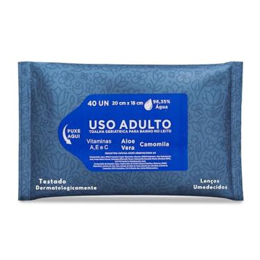 Imagem de 40Un Lenço Umedecido Geriatrico 20x18 cm Banho Leito Uso Adulto Higiene Corporal