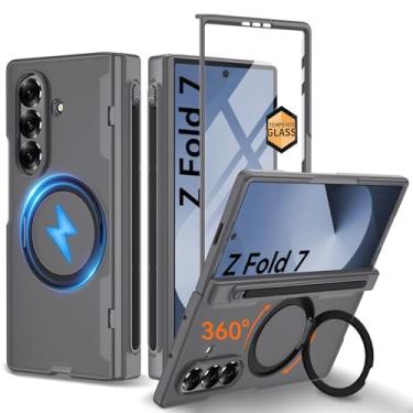 Imagem de Suporte magnético invisível giratório de 360° atualizado para capa Samsung Galaxy Z Fold 7, [compatível com MagSafe] [suporte de caneta S ][proteção de dobradiça][protetor de tela], capa de telefone