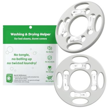 Imagem de 2 peças de desembaraçador de lençóis, reduz cobertores emaranhados de lavanderia sem enchimentos, suportes de rugas para cantos, lavadora e secadora, sem embaraços, economize tempo de secagem
