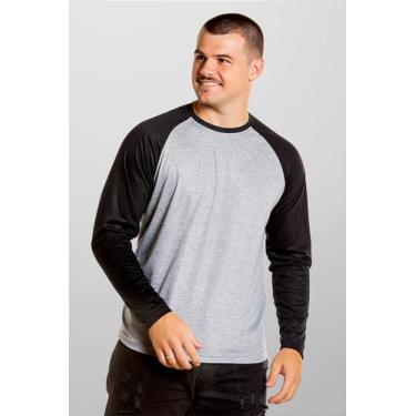 Imagem de Blusa Raglan Manga Longa Mescla com Manga Preta 100% Poliéster - Estil