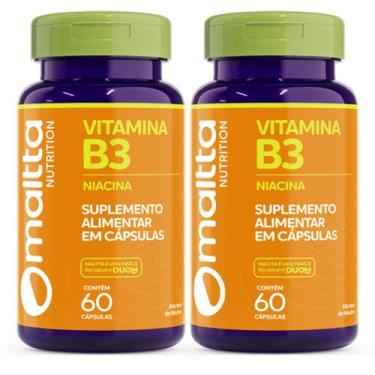 Imagem de Vitamina B3 Niacina 60caps 1 ao dia Maltta  Kit 2 Frascos - Genérico