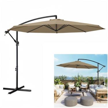 Imagem de Ombrelone Lateral Suspenso 3m Guarda Sol Piscina Jardim Kauai Cinza Quente - AMZ