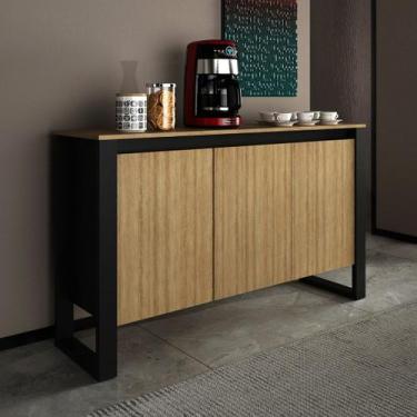 Imagem de Balcão para Escritório 136cm com 3 portas e 1 Prateleira MDP Amêndoa/P