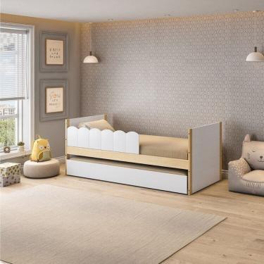 Imagem de Bicama Solteiro com Cerquinha Dupla New Garden Casatema Natural/Branco