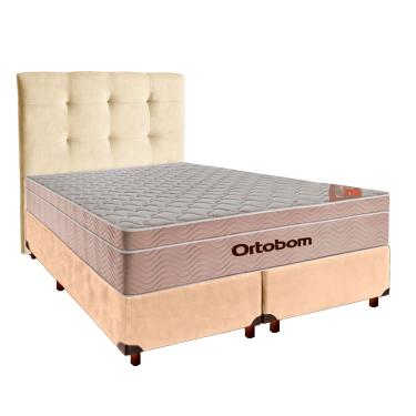 Imagem de Cama Box + Colchão Queen Ortobom Molas Ensacadas Airtech + Cabeceira Estofada