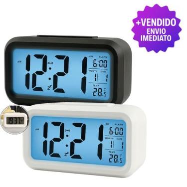 Imagem de Relógio Despertador Digital de Mesa com Luz Alarme Snooze Data Mês e T