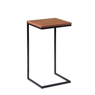 Imagem de Mesa Lateral Apoio para Sofá 31cm100% MDF Pés em Metal Preto - Casa La