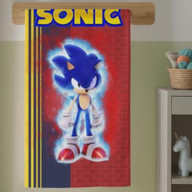 Imagem de Toalha de Banho Estampada Azul Game Corrida Soni Tema Animado Confortá