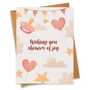 Imagem de Wishing You Showers Of Joy Twins Cartão de chá de bebê presente de gravidez para mãe grávida pai recém-nascido parabéns novos pais - Tamanho 16 x 12 cm em branco dentro com envelope Kraft