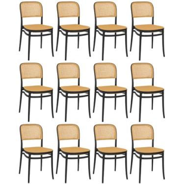 Imagem de Kit 12 Cadeiras de Jantar Roma para Sala e Cozinha - Preto