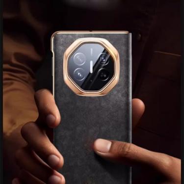 Imagem de LYJSMGZ Capa de couro para Huawei Mate XT, Smart Stay Slim Shell antiderrapante à prova de choque janela de visualização capa de telefone comercial, preta, Mate XT