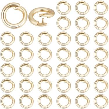 Imagem de Beebeecraft 1 caixa 80 peças de anéis de bloqueio banhado a ouro 18 quilates com fecho circular de latão conector de anel de extremidade aberta anéis de salto para colar pulseira chaveiro fabricação