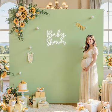 Imagem de Capa de arco de casamento verde sálvia 1,6 x 1,8 m capa de fundo quadrado para chá de bebê, 2 lados, elastano, elástico para festa de aniversário, cerimônia de formatura, decoração de banquete