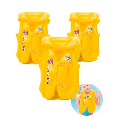 Imagem de Kit 3 Colete Inflavel Aquatico infantil Verão Piscina Praia (Amarelo)