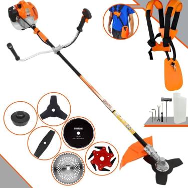 Imagem de Roçadeira Multifunções Vulcan VR520H À Gasolina 52cc 2,5HP Alta Rotação Para Todos os Tipos de Trabalho C/ Carretel Nylon + Kit de 5 Lâminas de Cortes