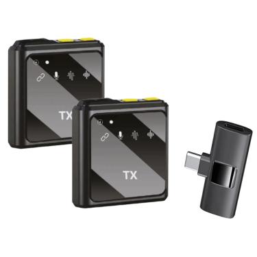 Imagem de Microfone Duplo Lapela Sem fio Tipo C Antirruído XC-ML-08