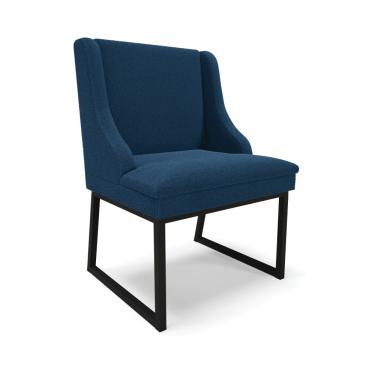 Imagem de Cadeira Sala de Jantar Industrial Preto Liz Bouclê Azul D03 - D'Rossi