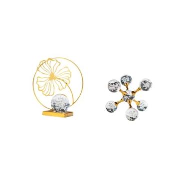 Imagem de Fenteer Estátua de Esfera de Bolha de Folha, Estatueta de Ferro, Escultura Decorativa, Ornamento Colecionável para Estante, Mesa, Escritório, Quarto, Sala de