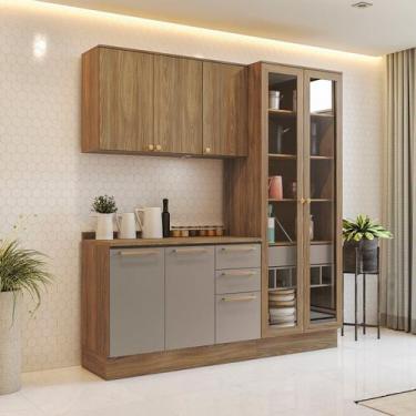 Imagem de Cozinha Compacta 3 Peças com Tampo e Cristaleira Botanic - Kappesberg