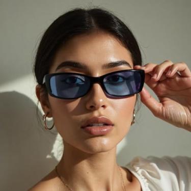 Imagem de Óculos de sol elegantes Y2K Street Fashion com design elegante e confortável, Cor Bl