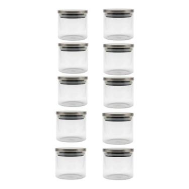 Imagem de Kit 10 Pote De Vidro Com Tampa Hermética Inox 700ml Multiuso - Climaco