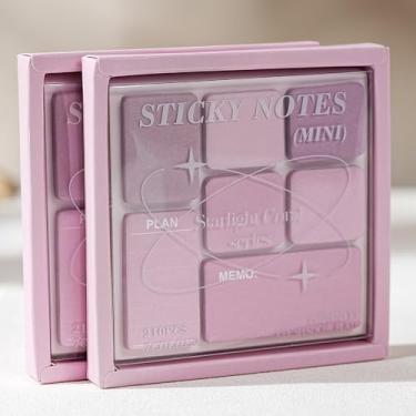 Imagem de Generic Pacote com 2 notas adesivas pequenas, cores pastel, degradê sonhador, material escolar fofo, remoção rápida, bloco de notas autoadesivas para escritório, conveniente para carregar, cadernos e