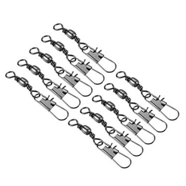 Imagem de Botões giratórios de barril de pesca, 50 peças, 50 mm, aço inoxidável, 11,8 kg, equipamento terminal de anel sólido para pesca em água salgada em água doce, preto