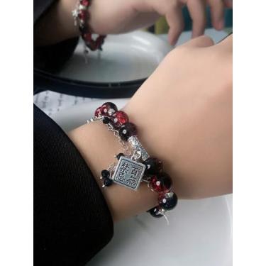 Imagem de Pulseira elástica com contas de cristal coloridas para mulheres, design elegante, feita à mão, com poder de cura, acessórios de moda ajustáveis, One Size, Liga de aço, Sem Pedra Preciosa