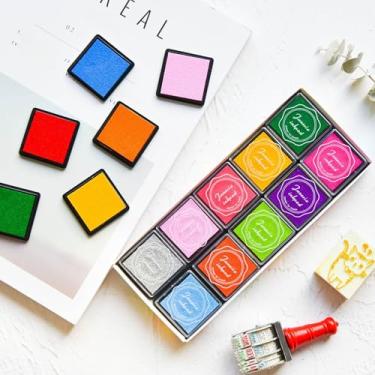 Imagem de Carimbos de tinta artesanais parceiros de cores faça você mesmo, 20 cores, arco-íris, lavável, para carimbos de borracha, papel, madeira, tecido, diário, álbum de recortes, cartões