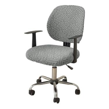 Imagem de Lzyjckh Capas para Cadeiras de Escritório e Computador Capa Elástica para Cadeiras de Computador - 2 Peças Protetor Universal Giratório para Mesa para Escritório e Casa,Gray