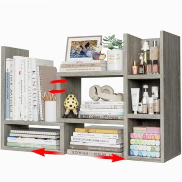 Imagem de NUTIKAS Prateleiras de mesa organizador de mesa - Organização de escritório cinza para organizadores de mesa e acessórios de canto prateleiras de mesa pequenas decorações para escritório