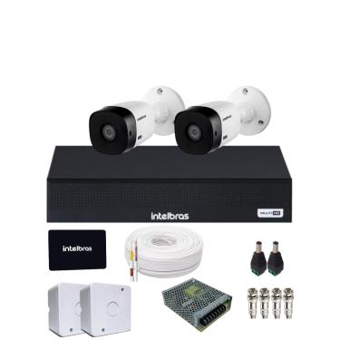 Imagem de Kit 2 Câmeras Intelbras 1120b Dvr Mhdx 4 Canais Intelbars Com Ssd 512gb