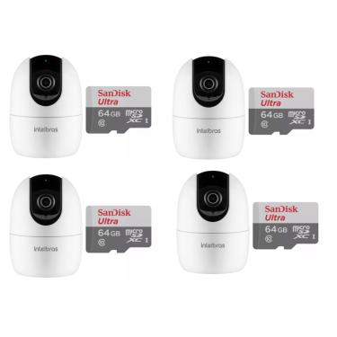 Imagem de kit 4 Câmera Ip 360° Full Hd Im4 Mibo Intelbras + Sd 64gb Ultra