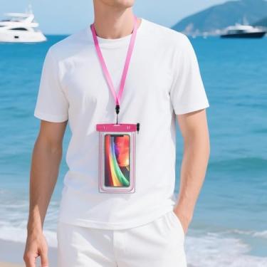 Imagem de Bolsa de telefone impermeável à prova d'água para esportes ao ar livre (rosa, 20 x 10 cm)