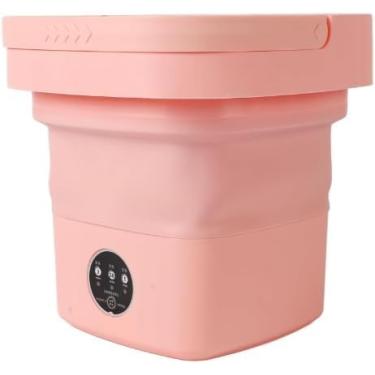 Imagem de Mini Lavadora Dobrável - 11 Litros para Roupas DelicadaMini Lavadora Dobrável 11 Litros | Portátil para Roupas Delicadas e Bebês | Tanquinho Elétrico Compacto | Cor Rosa | Bivolts - Rosa