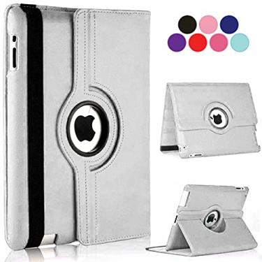 Imagem de Vultic [Rotativa] Capa para iPad Air de 13 polegadas M2/M3 [6ª/7ª geração 2024/2025], suporte de 360 graus [hibernar/despertar automático], capa inteligente de couro fólio (prata)