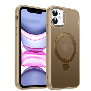 Imagem de LeYi Capa de telefone para iPhone-11 Gold, para Magsafe com suporte [suporte de anel de suporte] Capa Funda para iphone11 Mulheres Homem MagMagnético Seguro Robusto Grau Militar Proteção Slim iPhone