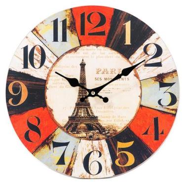 Imagem de Relógio de parede Paris Eiffel Tower com design vintage de 14 polegada