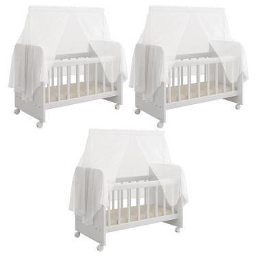 Imagem de Kit 03 Berços Para Boneca Magia Brinquedo Infantil Branco