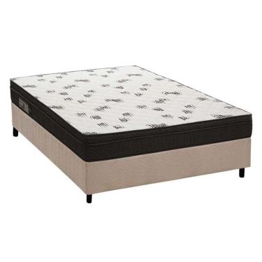 Imagem de Cama Box Casal: Colchão Espuma Ortobom D45 Light Saúde + Base Crc Suede Clean(138X188)