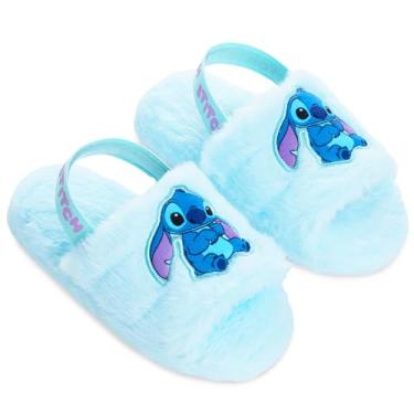 Imagem de Disney Stitch Sapatilhas de casa, antiderrapantes de ponta aberta para menina, azul, 28 BR