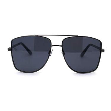 Imagem de SA106 Óculos de sol masculino extra grande quadrado com aro de metal, Bronze preto, 5 13/16" (142mm) x 2 1/4" (57mm)