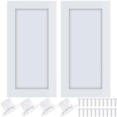 Imagem de Cinnvoice 2 peças de substituição de porta de armário de cozinha de pinho inacabado de 30,5 cm L x 61 cm A com 4 peças de dobradiças de armário de madeira para cozinha, banheiro, penteadeira